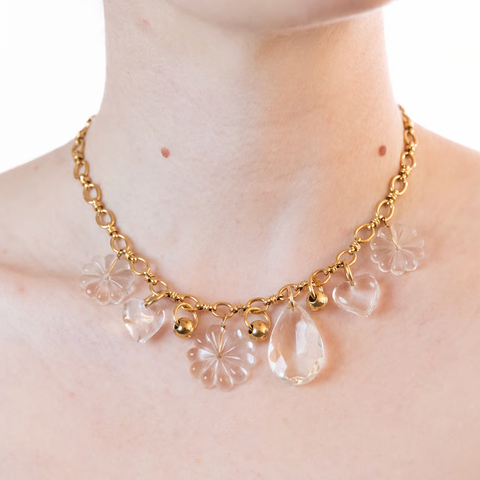 COLLIER UPCYCLÉ - FLEURS & COEURS - MEADOW