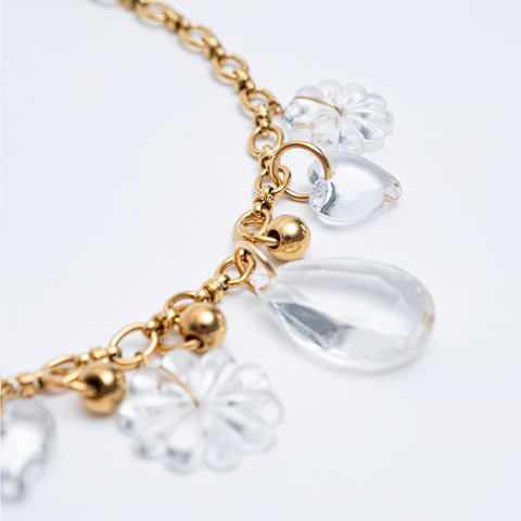 COLLIER UPCYCLÉ - FLEURS & COEURS - MEADOW