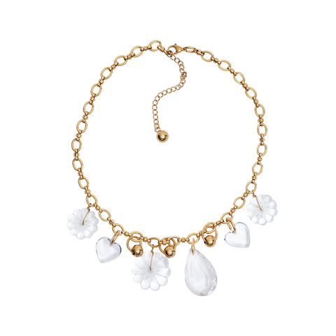 COLLIER UPCYCLÉ - FLEURS & COEURS - MEADOW