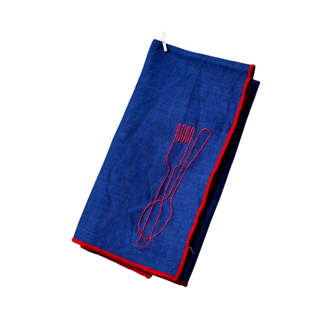 SERVIETTE DE TABLE EN LIN BRODEES x2 - COUVERTS