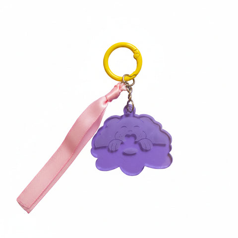 PORTE CLE VIOLET - CHIEN FLEUR