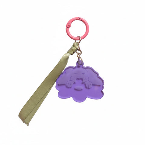 PORTE CLE VIOLET - CHIEN FLEUR