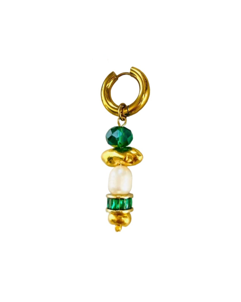 MONO BOUCLE OREILLE - DOREE VERT & NACRE