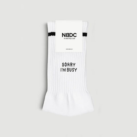 CHAUSSETTES BRODEES BLANCHES - SORRY I'M BUSY