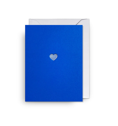 CARTE METALLISÉE - COEUR BLEUE