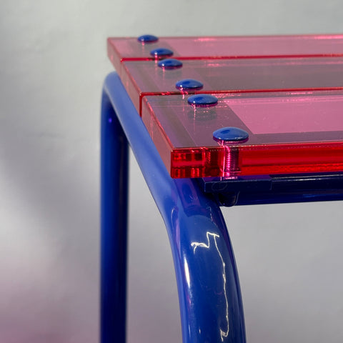 BANC PLEXIGLASS ACRYLIQUE - BLEU & ROSE