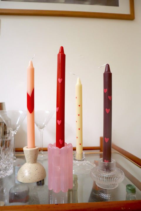 GRANDES BOUGIES - LOT DE 4 - COEURS