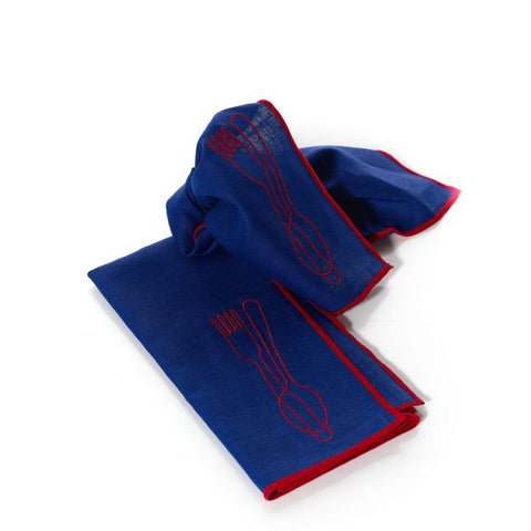 SERVIETTE DE TABLE EN LIN BRODEES x2 - COUVERTS