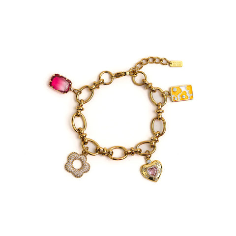 BRACELET CHAINE & PAMPILLES - MAMY CERISE
