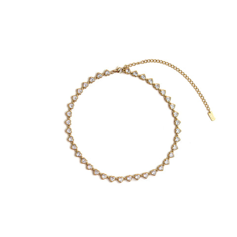 COLLIER RAS DE COU COEURS STRASS - MAMY ANTOINETTE