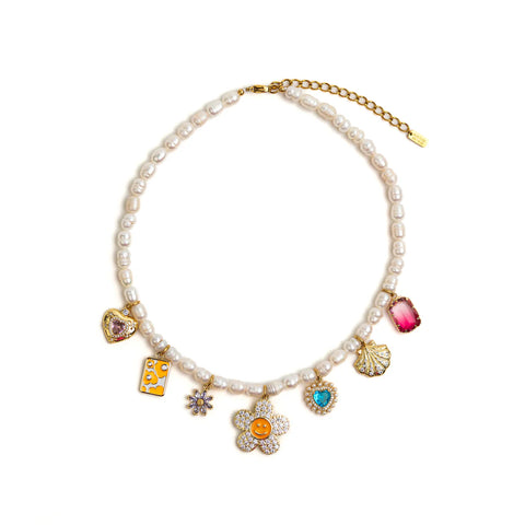 COLLIER PERLES NATURELLES & PAMPILLES - MAMY AURORE