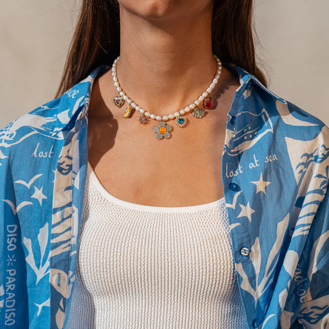 COLLIER PERLES NATURELLES & PAMPILLES - MAMY AURORE