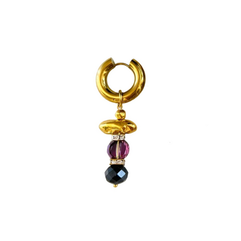 MONO BOUCLE OREILLE - DOREE VIOLET & NOIR
