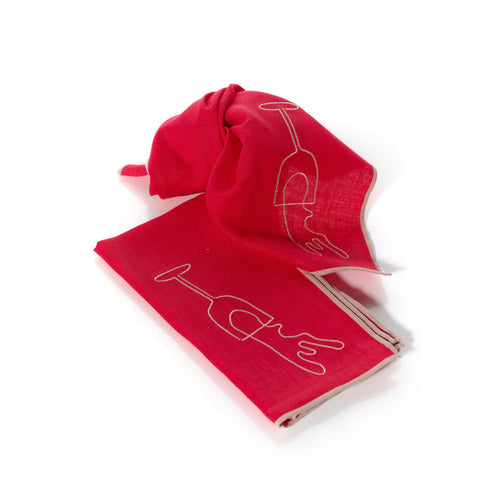 SERVIETTE DE TABLE EN LIN BRODEES x2 - VIN