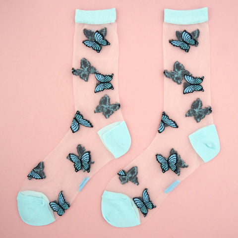 CHAUSSETTES TRANSPARENTES - PAPILLONS