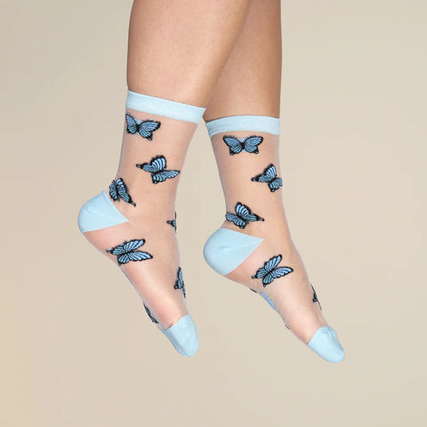 CHAUSSETTES TRANSPARENTES - PAPILLONS