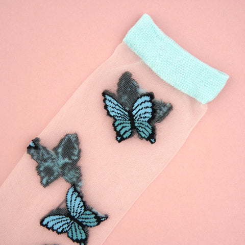 CHAUSSETTES TRANSPARENTES - PAPILLONS