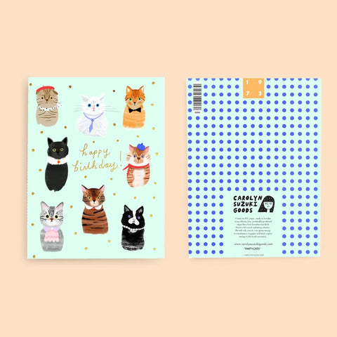 CARTE ANNIVERSAIRE CHATS - PARTY CATS