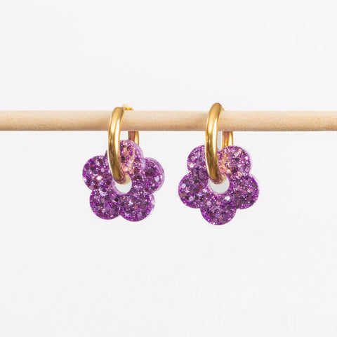 BOUCLES D'OREILLES - FLEUR PAILLETTES