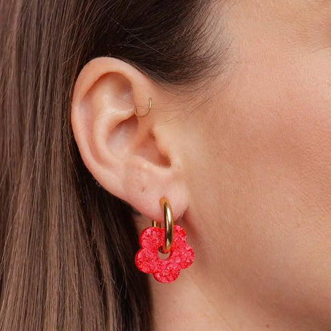 BOUCLES D'OREILLES PAILLETTES - CREOLES FLEURS