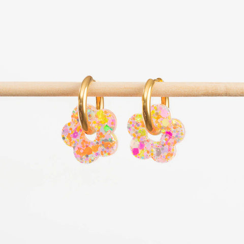 BOUCLES D'OREILLES - FLEUR PAILLETTES