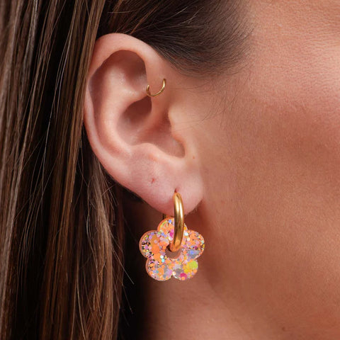 BOUCLES D'OREILLES - FLEUR PAILLETTES