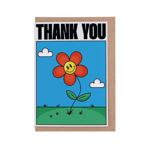 CARTE REMERCIEMENT - FLEUR SMILEY