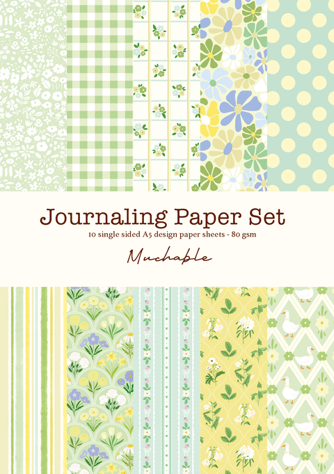 SET 10 FEUILLES A5 JOURNALING & SCRAPBOOKING - RAYURE & FLEUR
