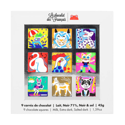 COFFRET CARRÉS CHOCOLAT BIO - ANIMAUX (x9)