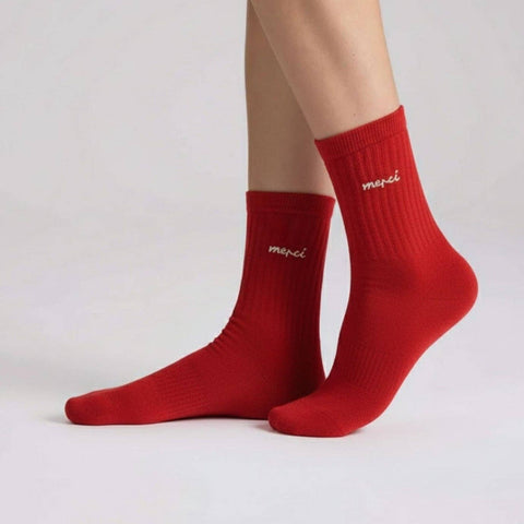 CHAUSSETTES BRODEES BORDEAUX - MERCI