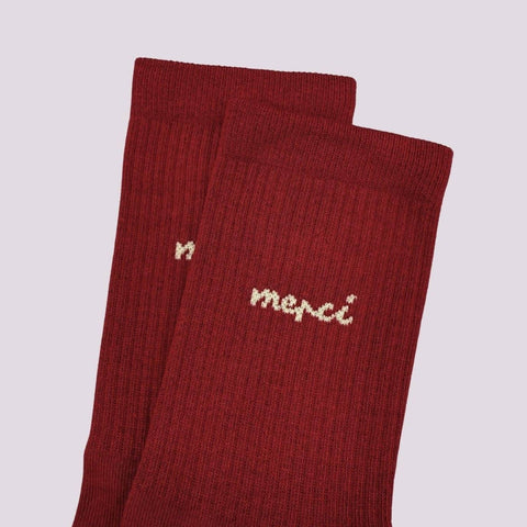 CHAUSSETTES BRODEES BORDEAUX - MERCI