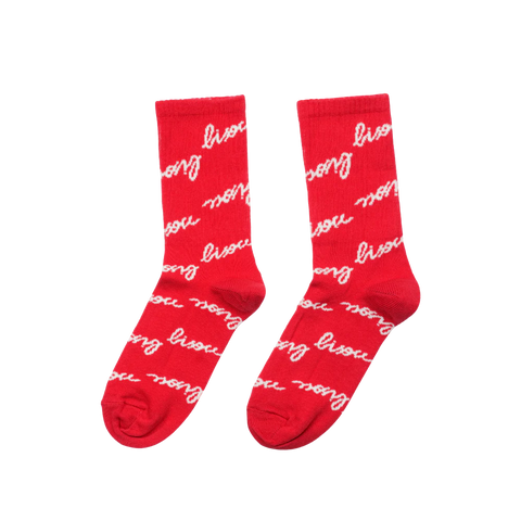 CHAUSSETTES ROUGES MOTIFS - BISOUS