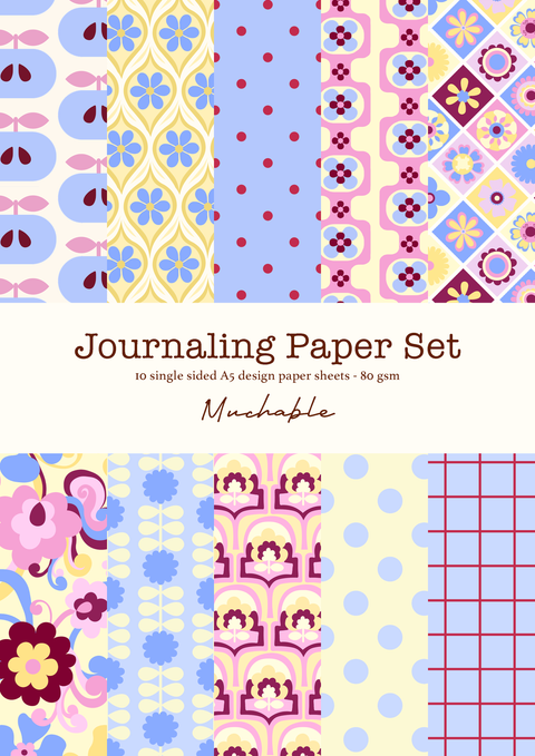 SET 10 FEUILLES A5 JOURNALING & SCRAPBOOKING - POIS & FLEUR