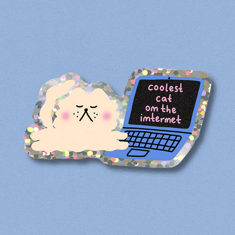 STICKER  BRILLANT - COOLEST CAT ON THE INTERNET