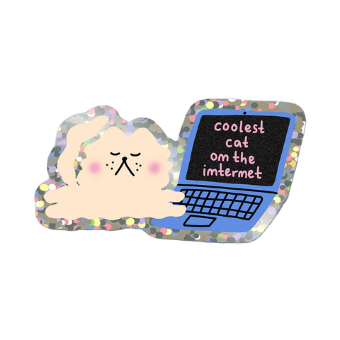 STICKER  BRILLANT - COOLEST CAT ON THE INTERNET