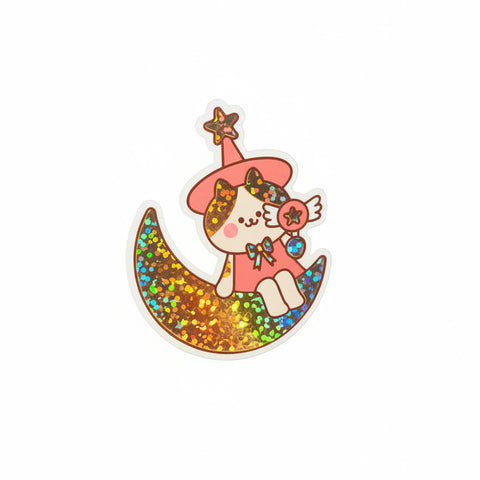 STICKER BRILLANT - CAT ON THE MOON