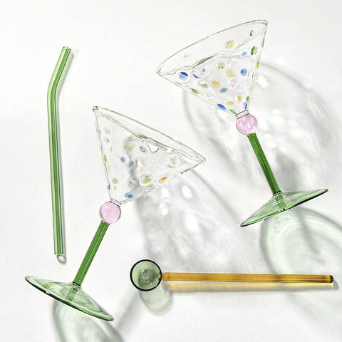 VERRE A PIEDS - POIS COLORÉS