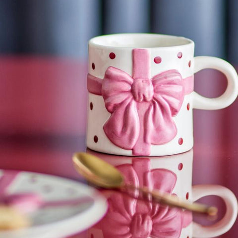 TASSE CERAMIQUE - NOEUD ROSE