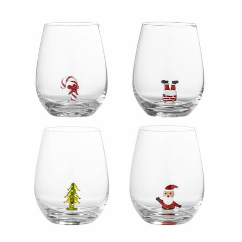 VERRE AVEC MINIATURE x4 - NOEL