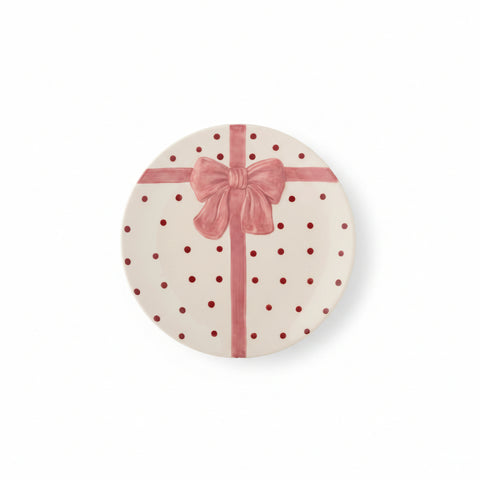 ASSIETTE CERAMIQUE - NOEUD ROSE