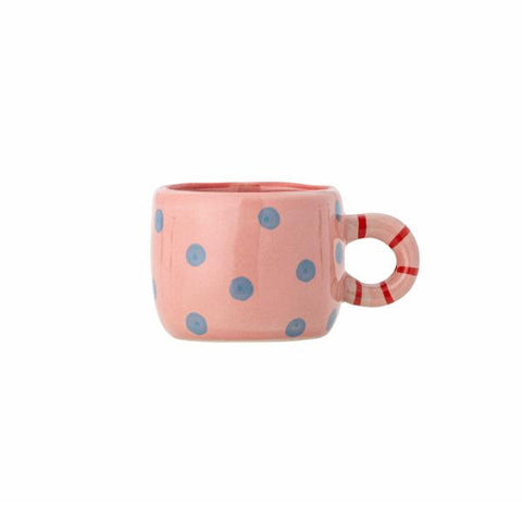 PETITE TASSE CERAMIQUE - ROSE POIS BLEU