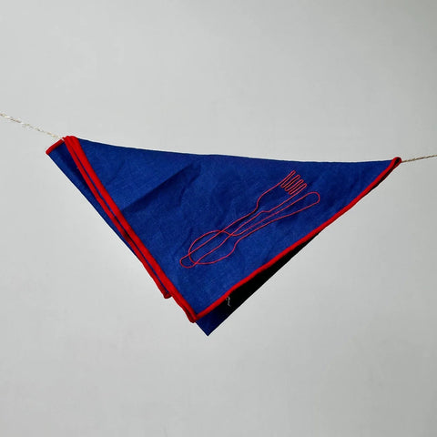 SERVIETTE DE TABLE EN LIN BRODEES x2 - COUVERTS