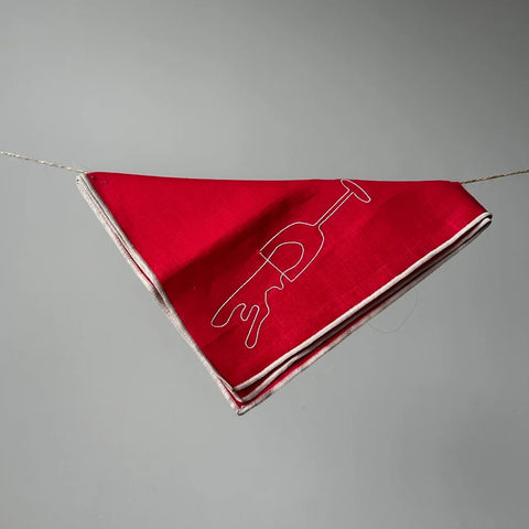 SERVIETTE DE TABLE EN LIN BRODEES x2 - VIN